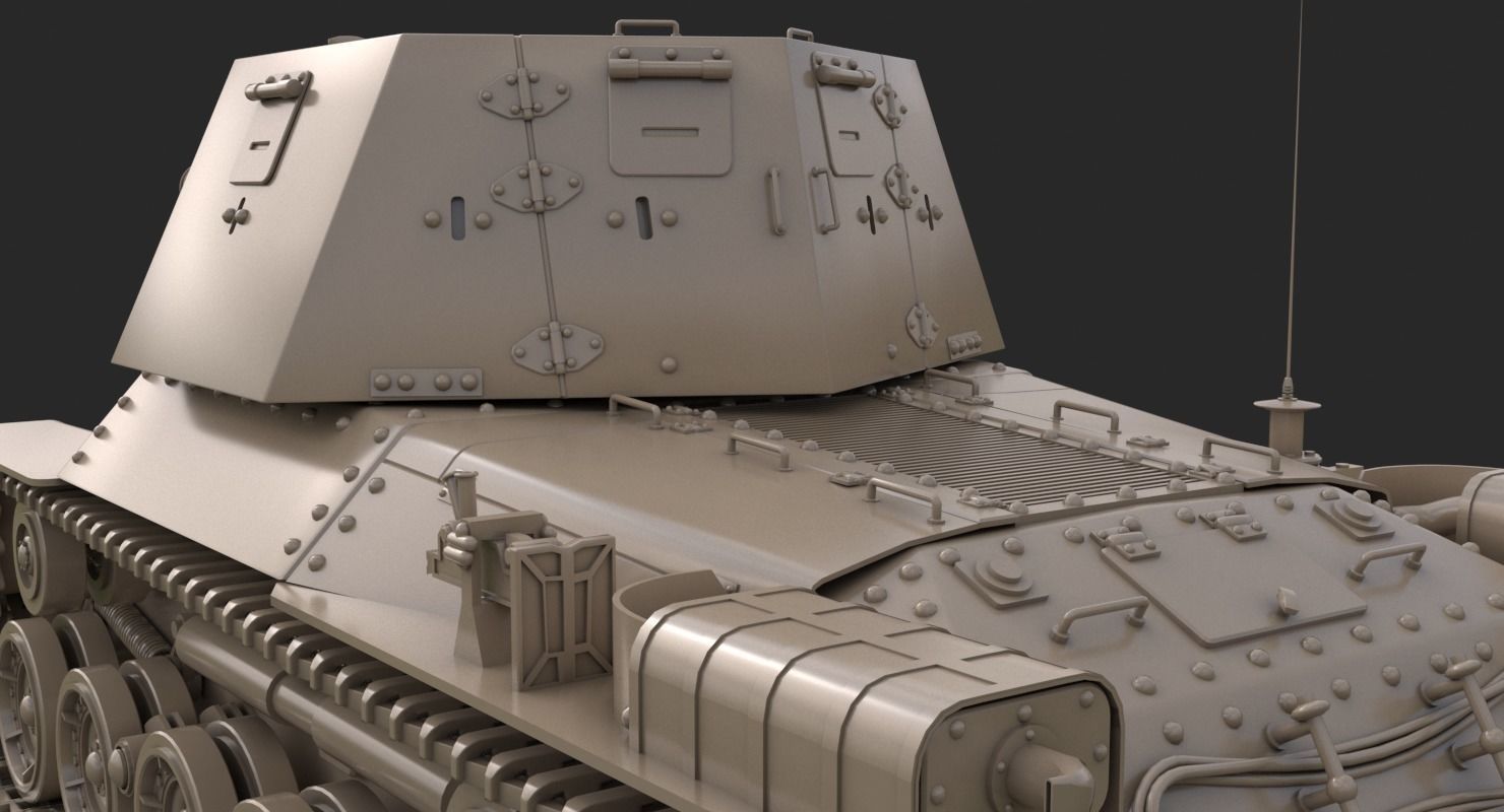 Tank Type 3 Ho Ni III Japan Clay Vray 3D model_17