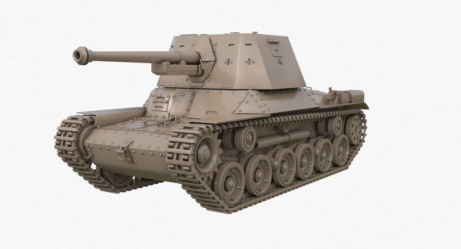Tank Type 3 Ho Ni III Japan Clay Vray 3D model_29
