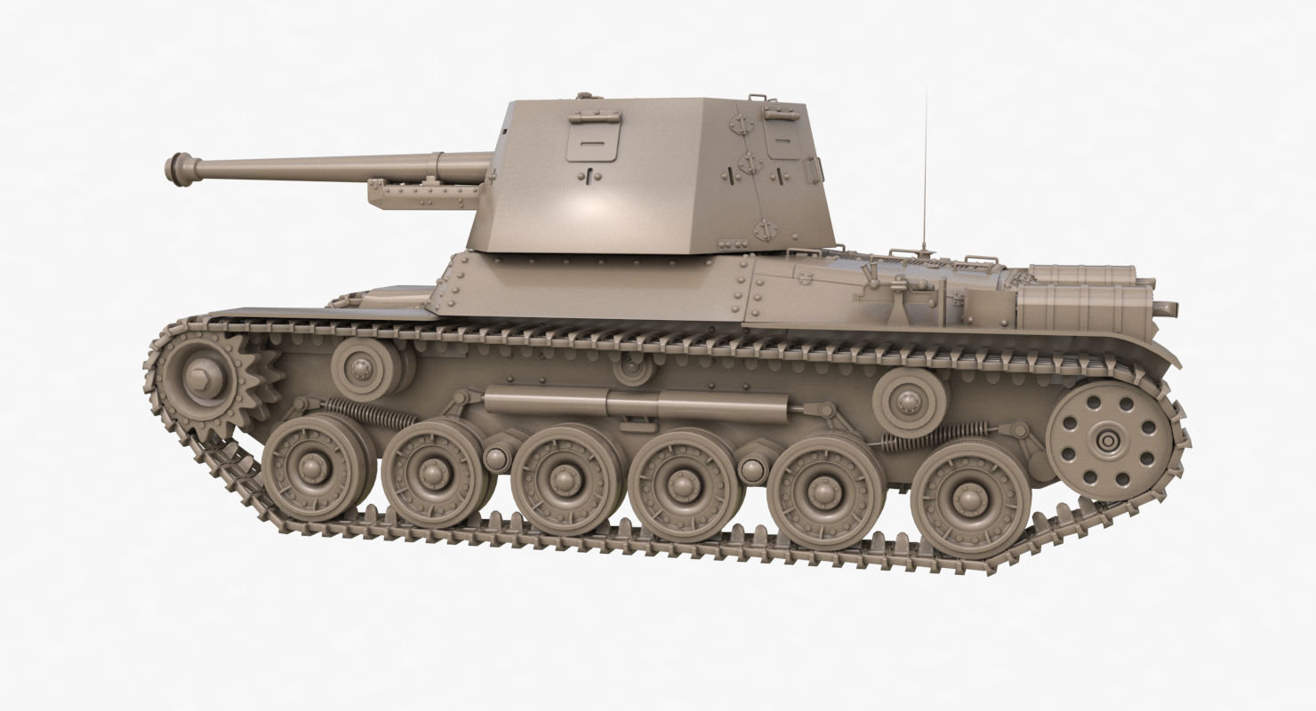 Tank Type 3 Ho Ni III Japan Clay Vray 3D model_58