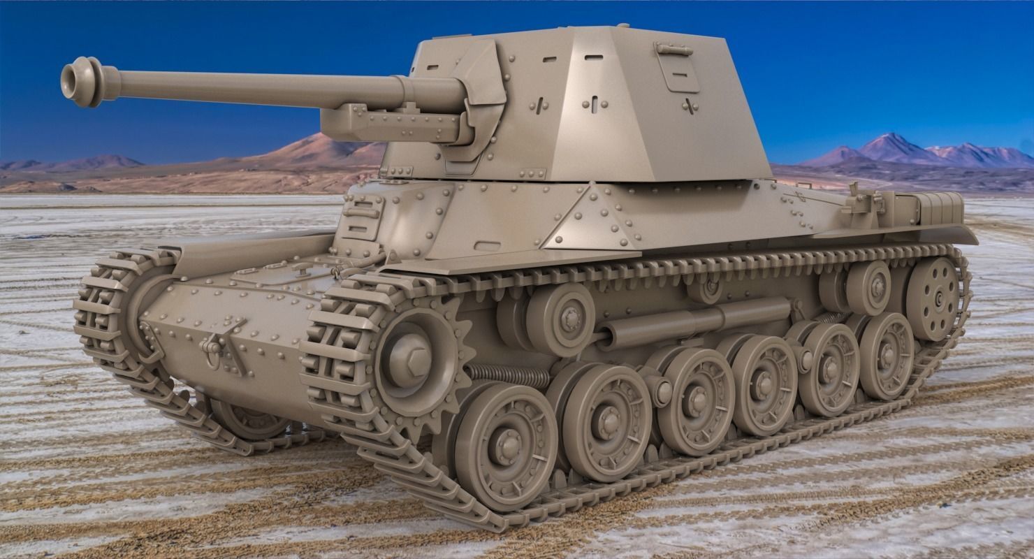 Tank Type 3 Ho Ni III Japan Clay Vray 3D model_1