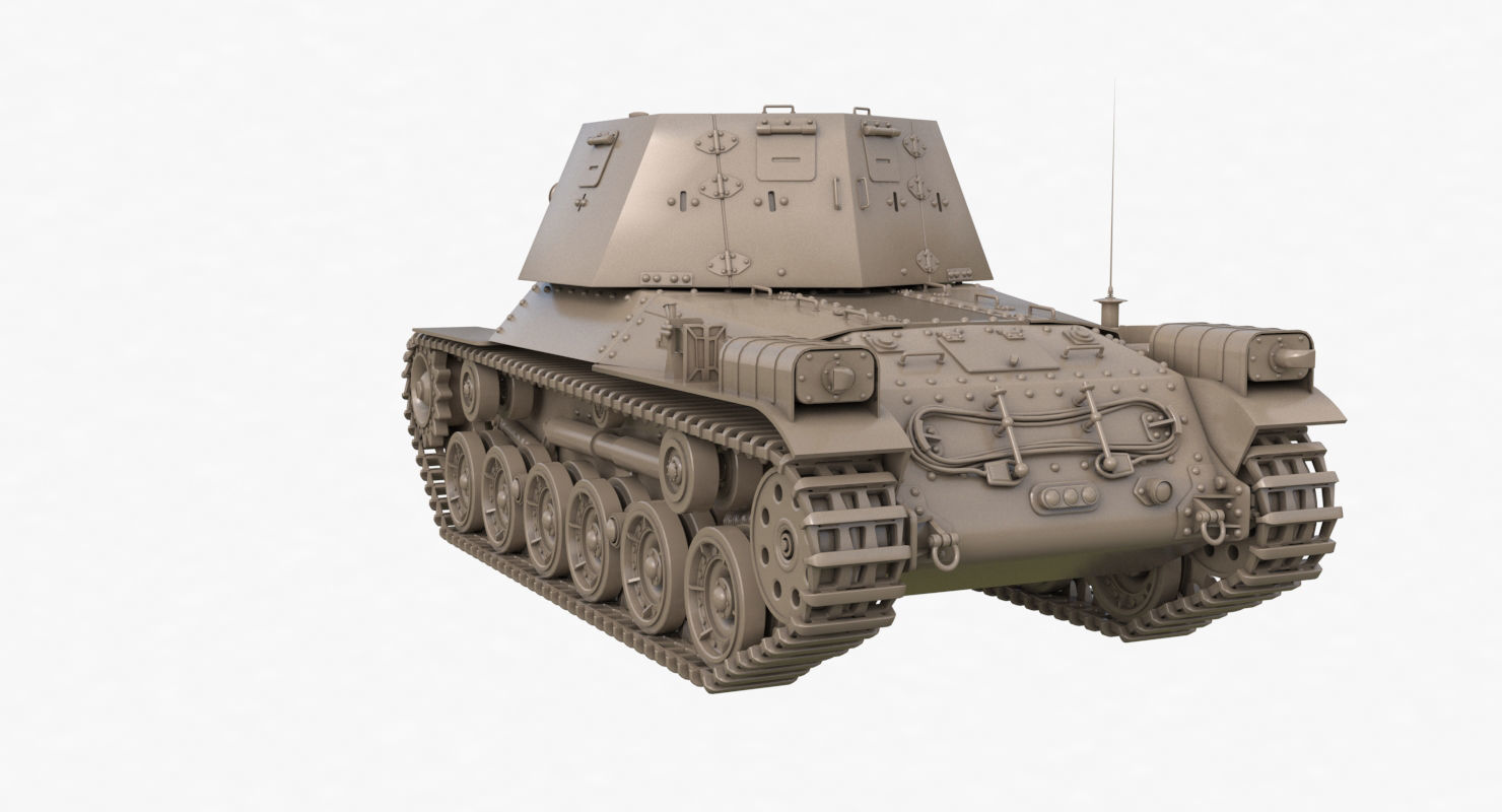 Tank Type 3 Ho Ni III Japan Clay Vray 3D model_53