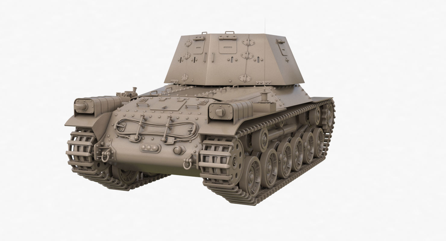 Tank Type 3 Ho Ni III Japan Clay Vray 3D model_48