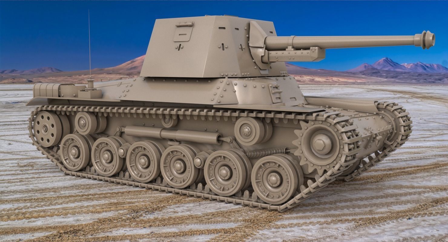 Tank Type 3 Ho Ni III Japan Clay Vray 3D model_2