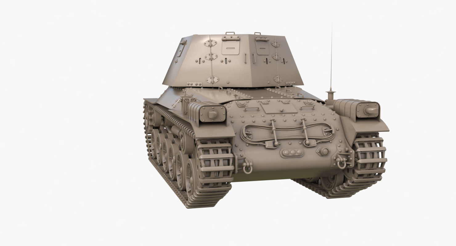 Tank Type 3 Ho Ni III Japan Clay Vray 3D model_52