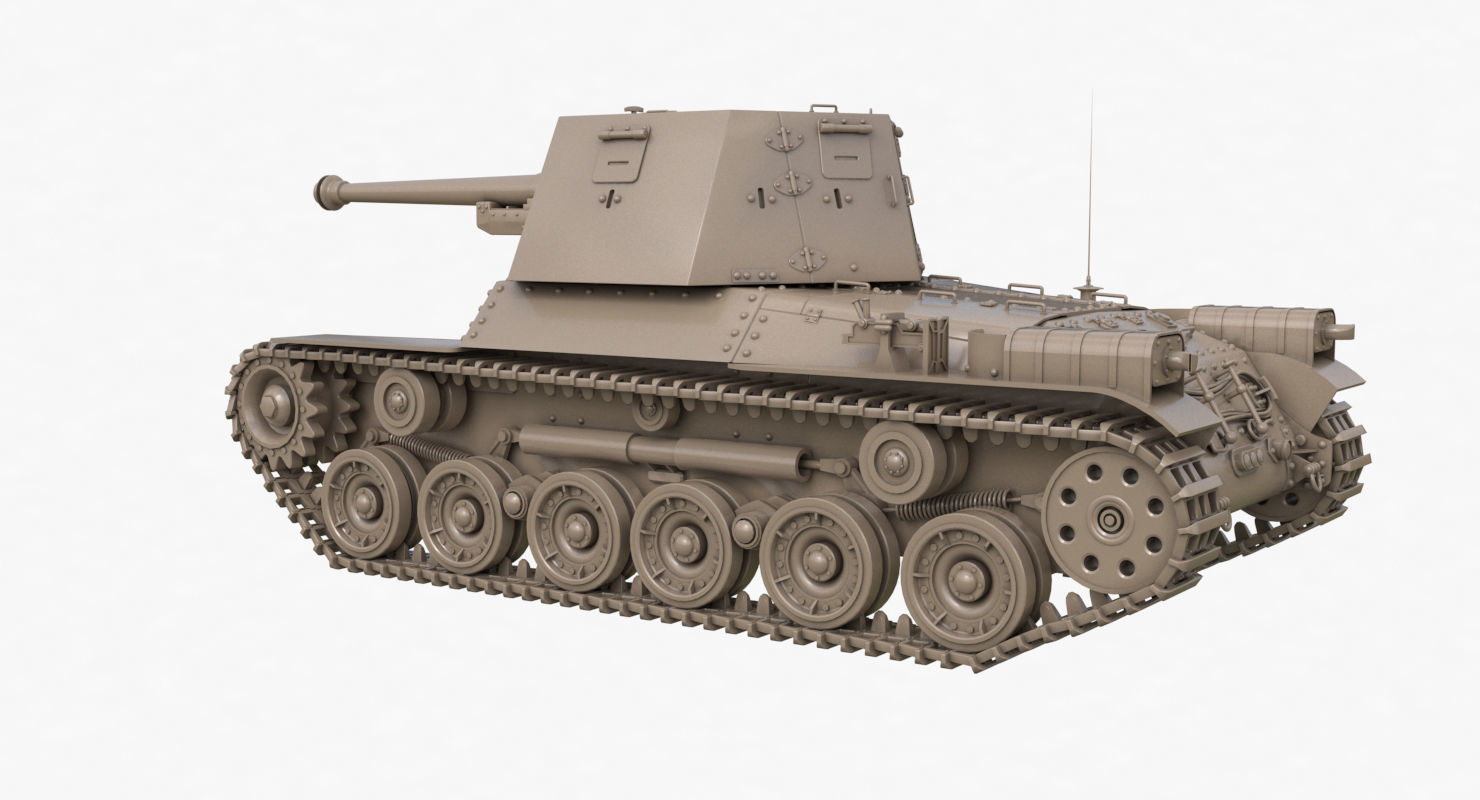 Tank Type 3 Ho Ni III Japan Clay Vray 3D model_56