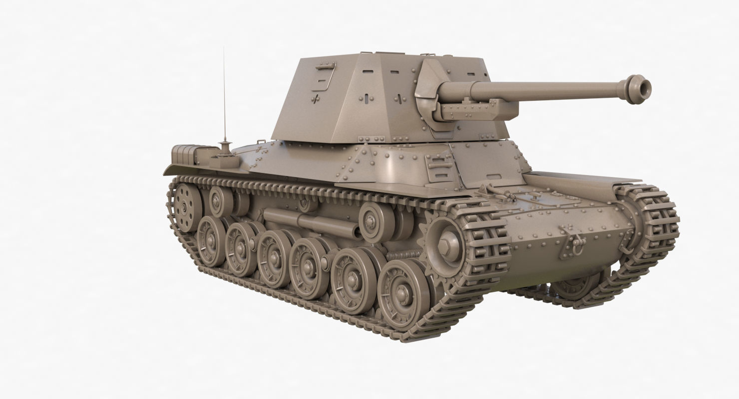 Tank Type 3 Ho Ni III Japan Clay Vray 3D model_36