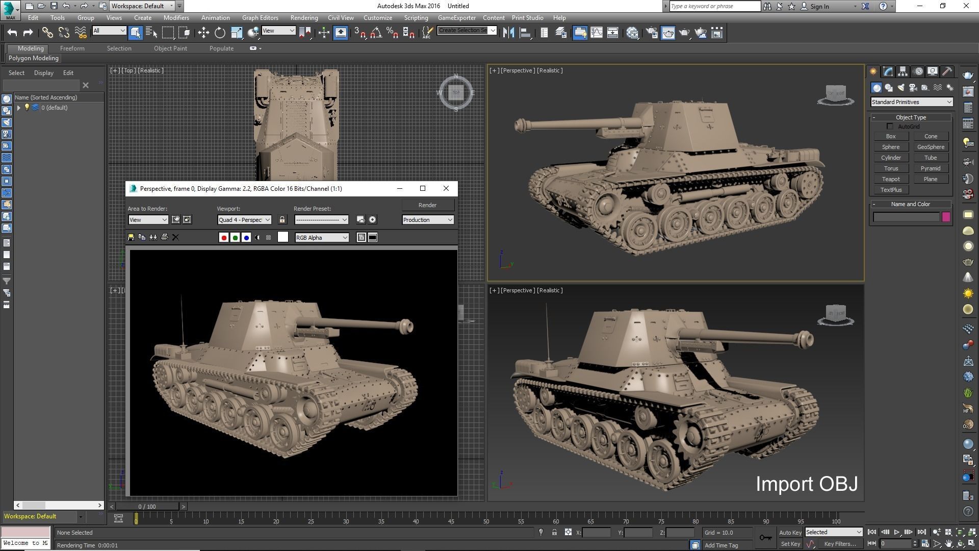 Tank Type 3 Ho Ni III Japan Clay Vray 3D model_26