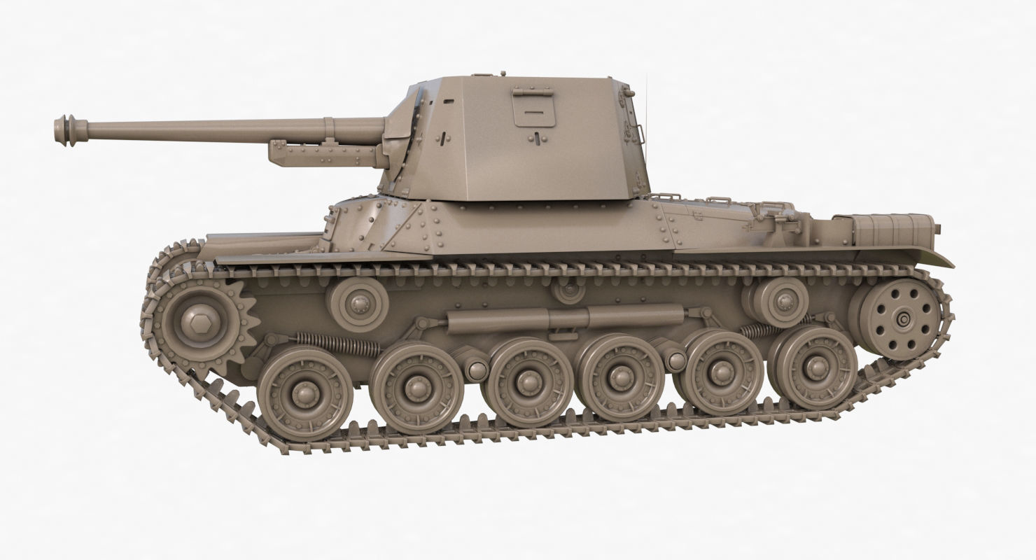 Tank Type 3 Ho Ni III Japan Clay Vray 3D model_61