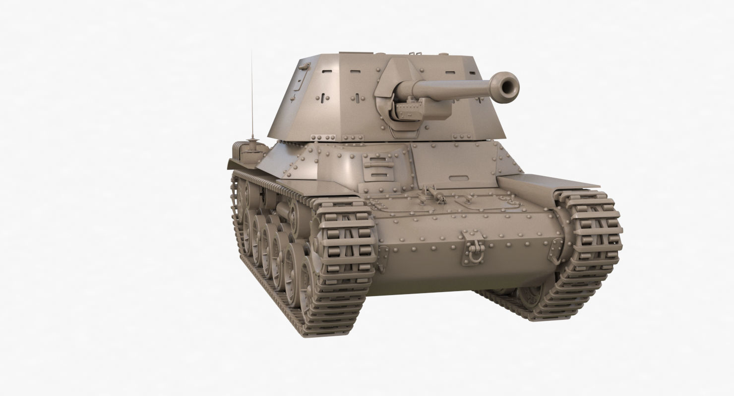 Tank Type 3 Ho Ni III Japan Clay Vray 3D model_34