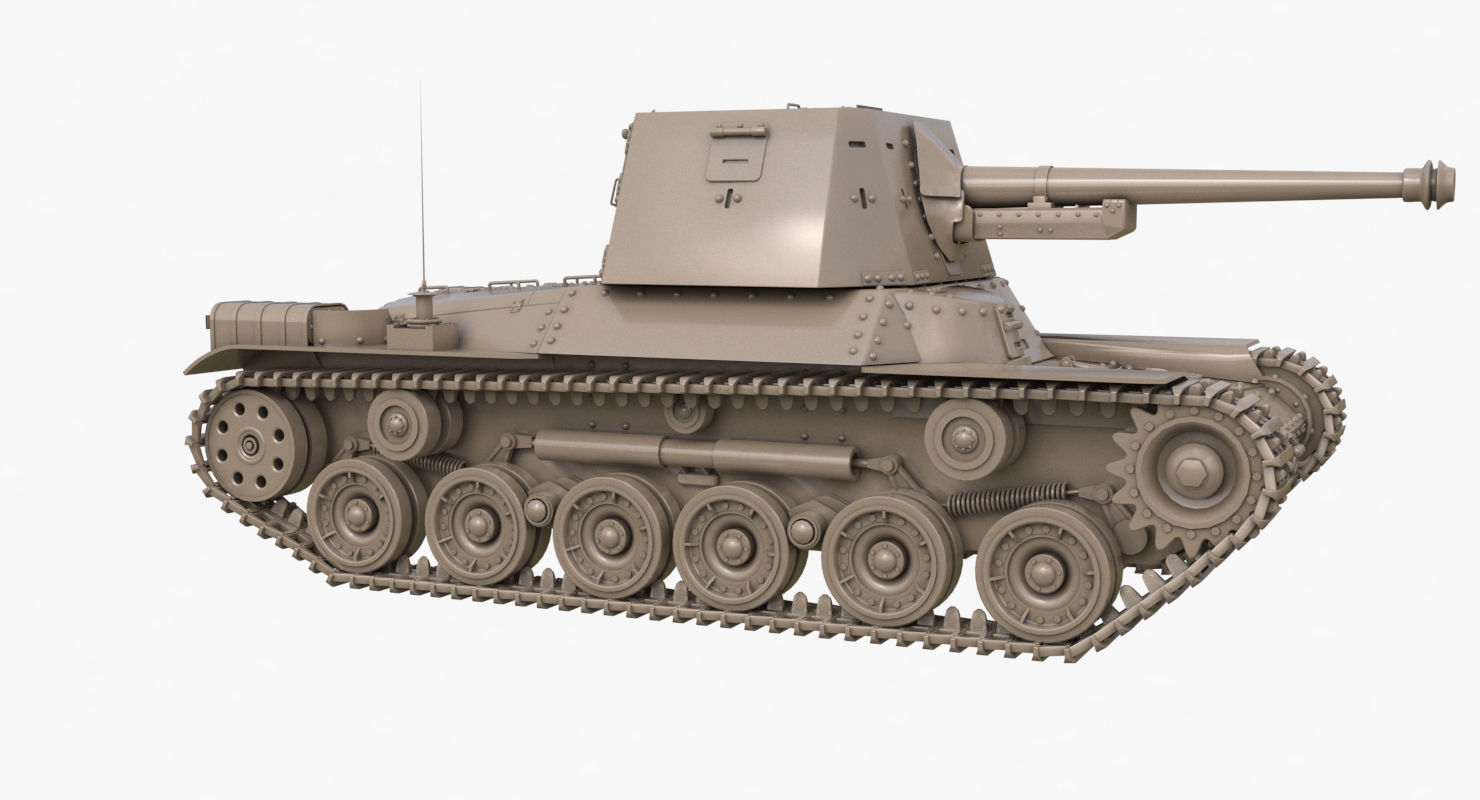 Tank Type 3 Ho Ni III Japan Clay Vray 3D model_39
