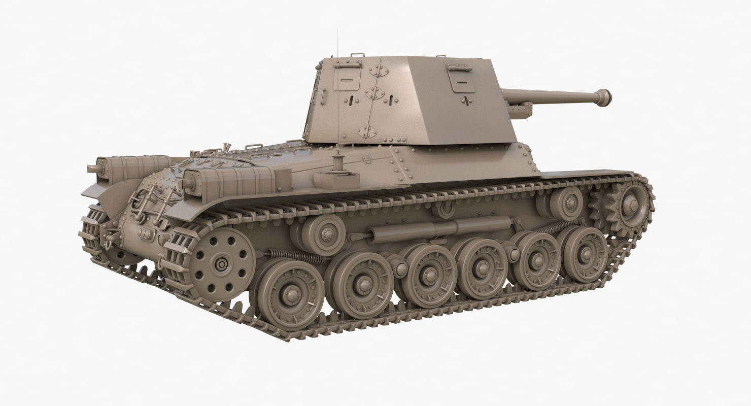 Tank Type 3 Ho Ni III Japan Clay Vray 3D model_45