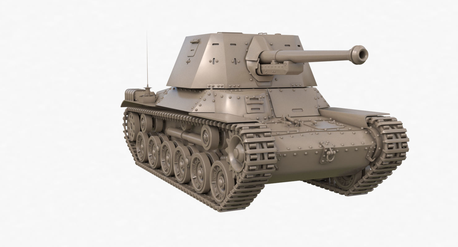 Tank Type 3 Ho Ni III Japan Clay Vray 3D model_35