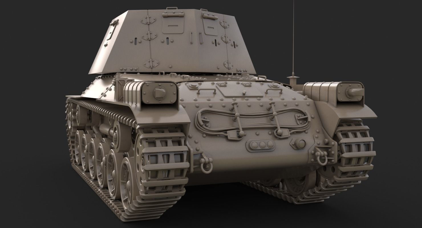 Tank Type 3 Ho Ni III Japan Clay Vray 3D model_9
