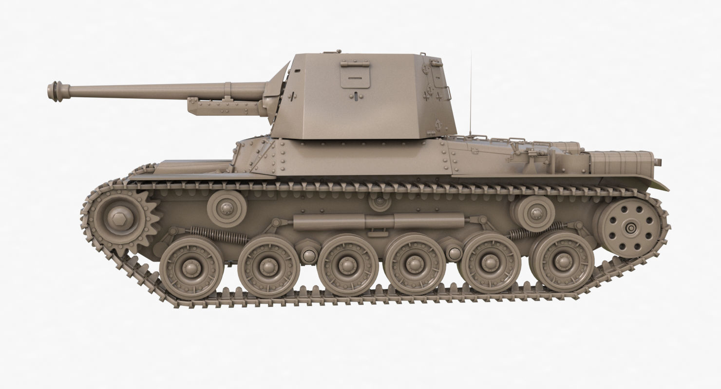 Tank Type 3 Ho Ni III Japan Clay Vray 3D model_60