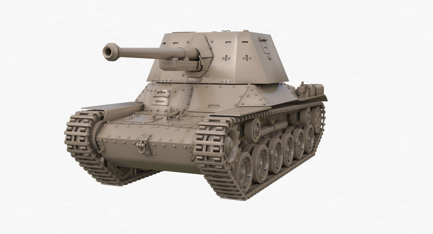Tank Type 3 Ho Ni III Japan Clay Vray 3D model_30