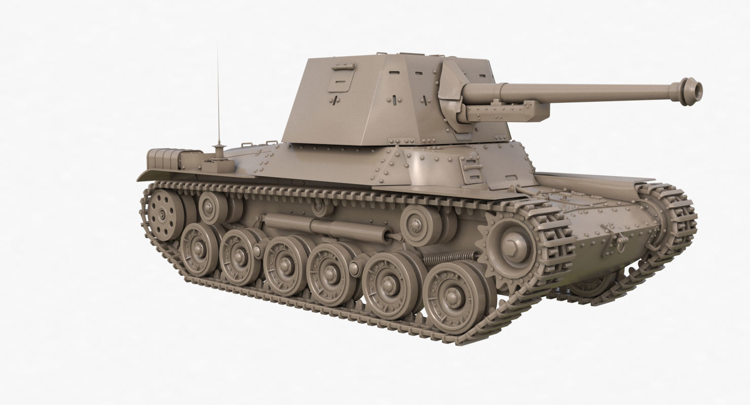 Tank Type 3 Ho Ni III Japan Clay Vray 3D model_37