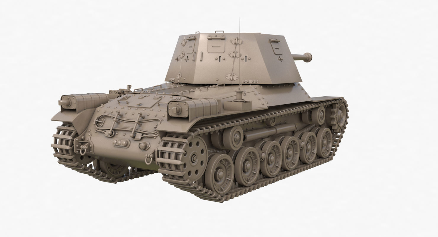 Tank Type 3 Ho Ni III Japan Clay Vray 3D model_47