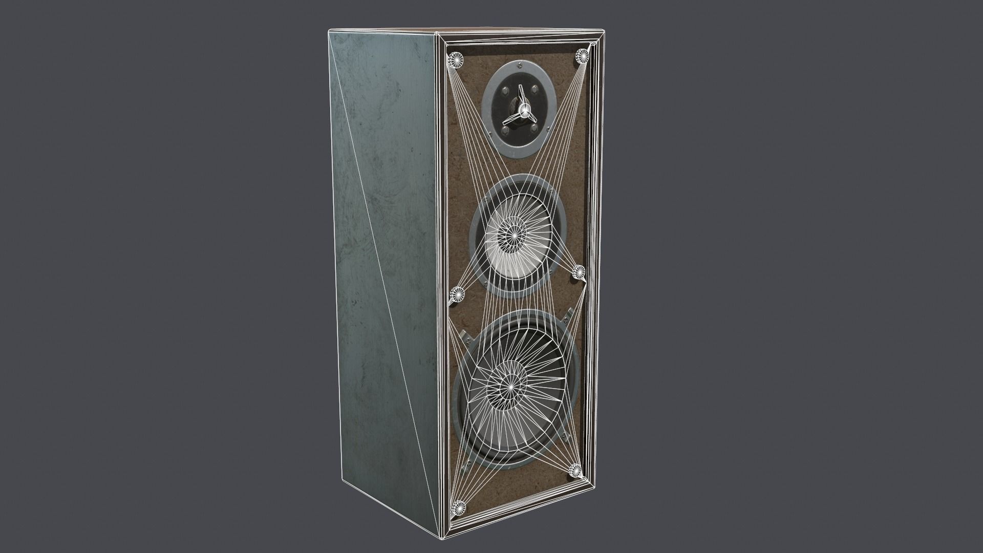 Audio speaker retro Low-poly 3D model_8
