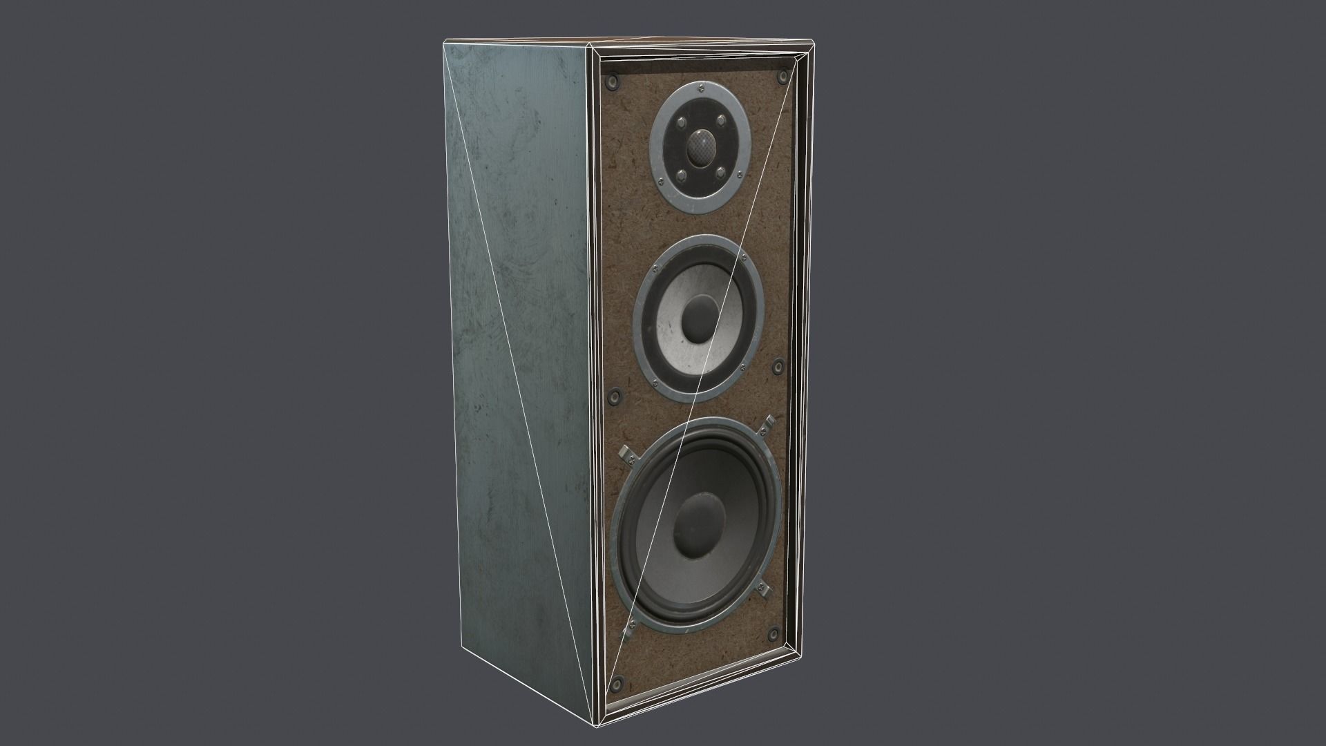 Audio speaker retro Low-poly 3D model_10