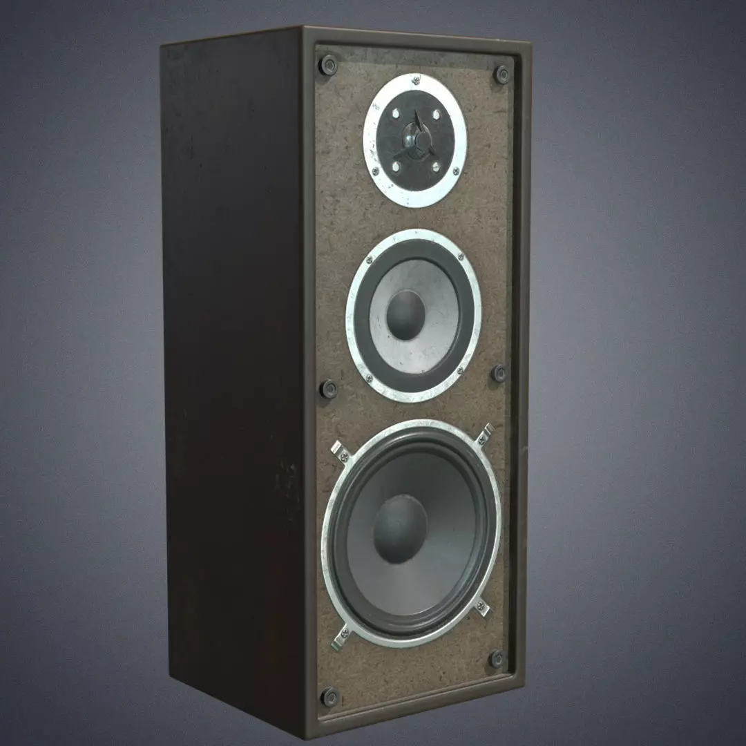 Audio speaker retro Low-poly 3D model_0