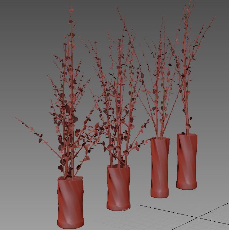 dry decorative plant set 3D model_4