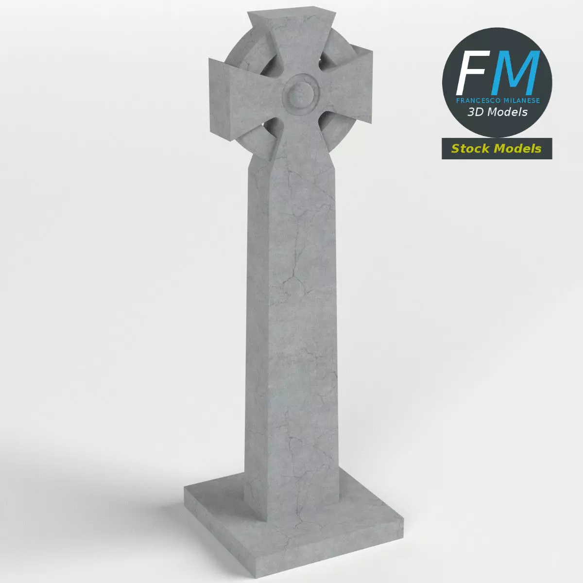 Celtic cross gravestone 3D model_0