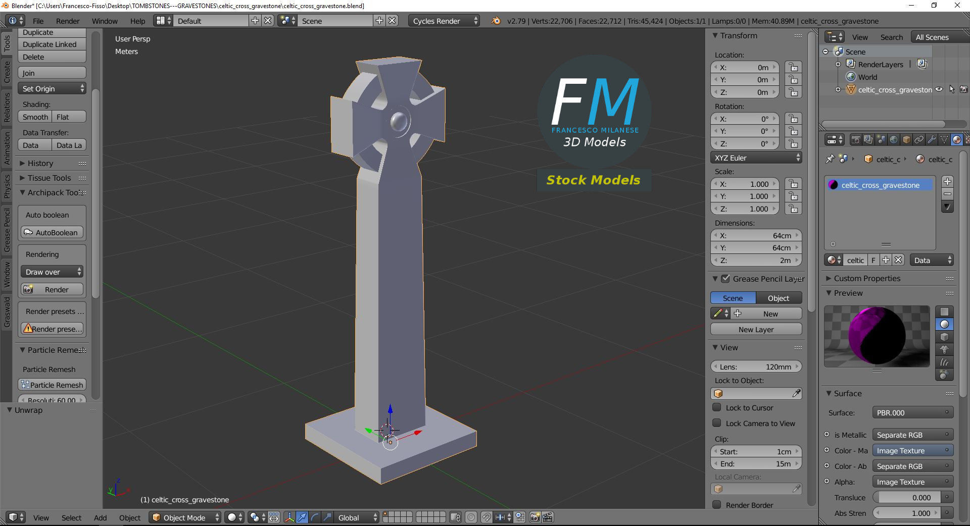 Celtic cross gravestone 3D model_9