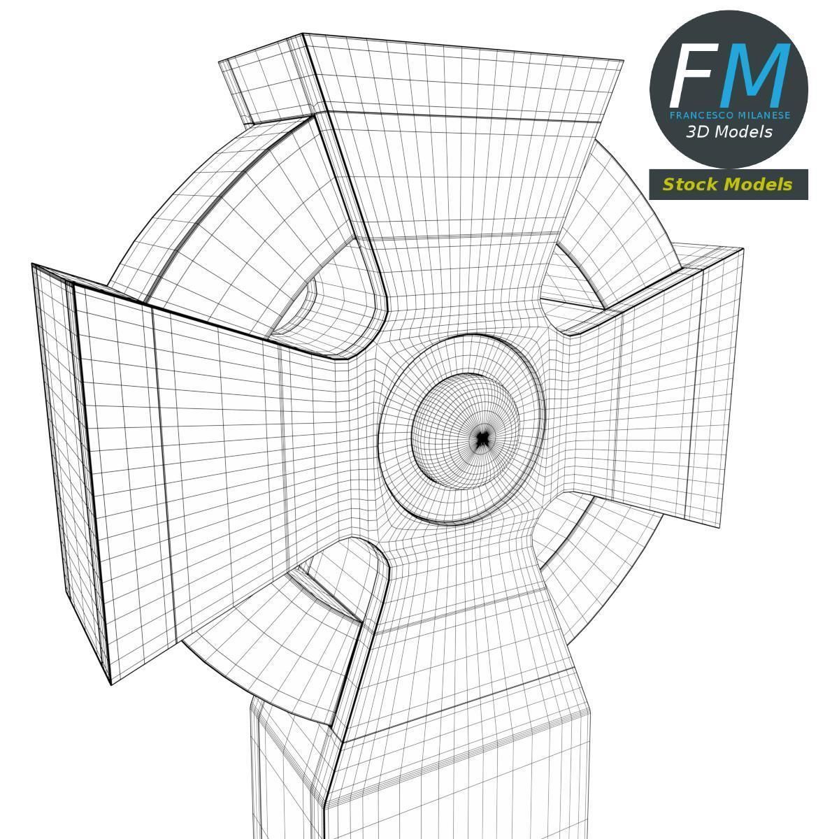 Celtic cross gravestone 3D model_8