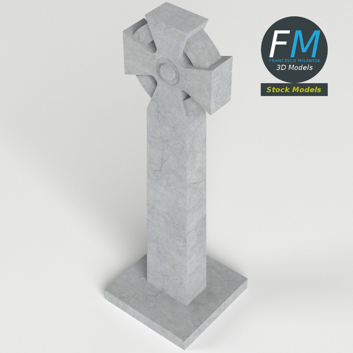 Celtic cross gravestone 3D model_2