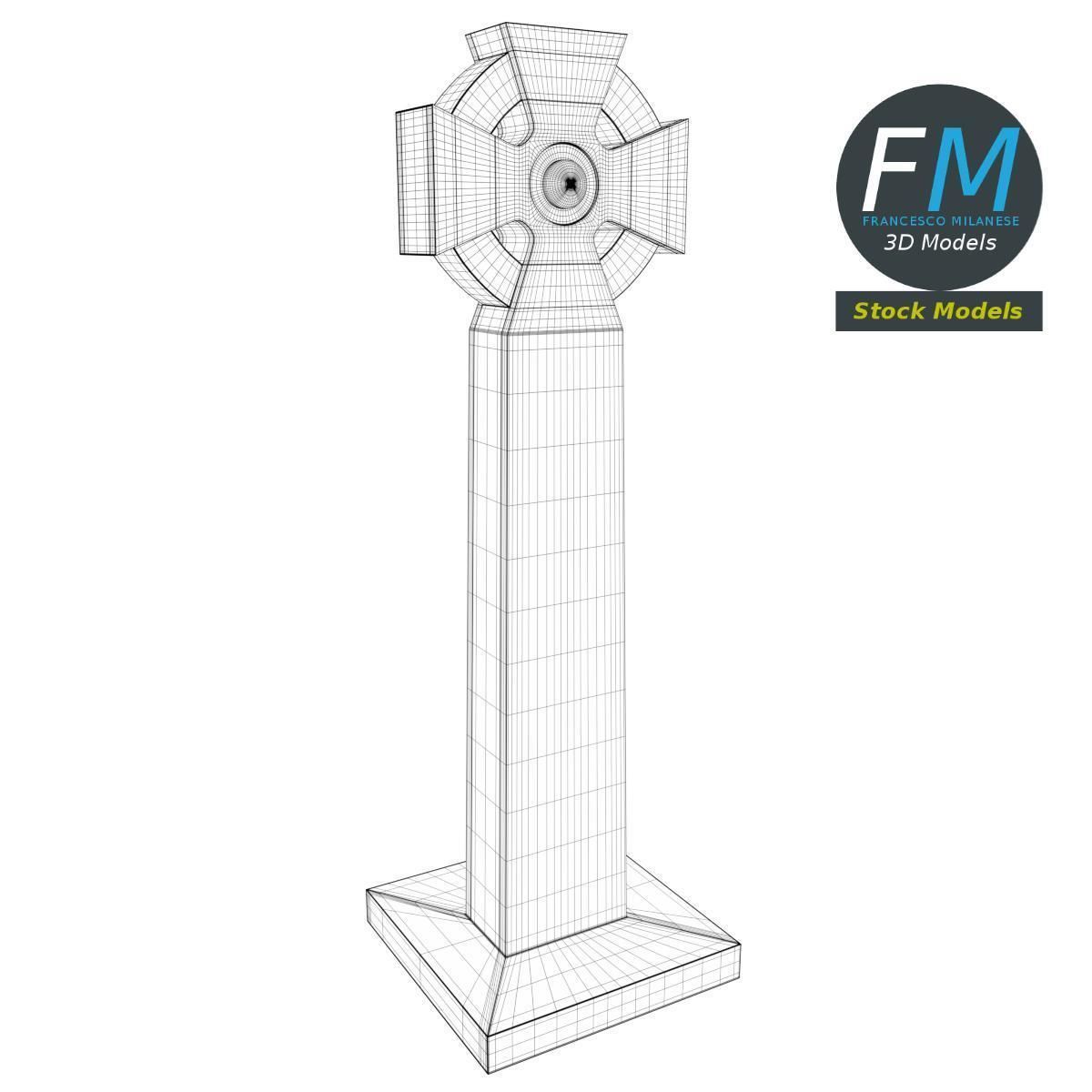 Celtic cross gravestone 3D model_7
