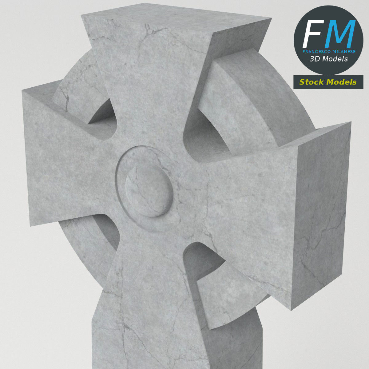 Celtic cross gravestone 3D model_5