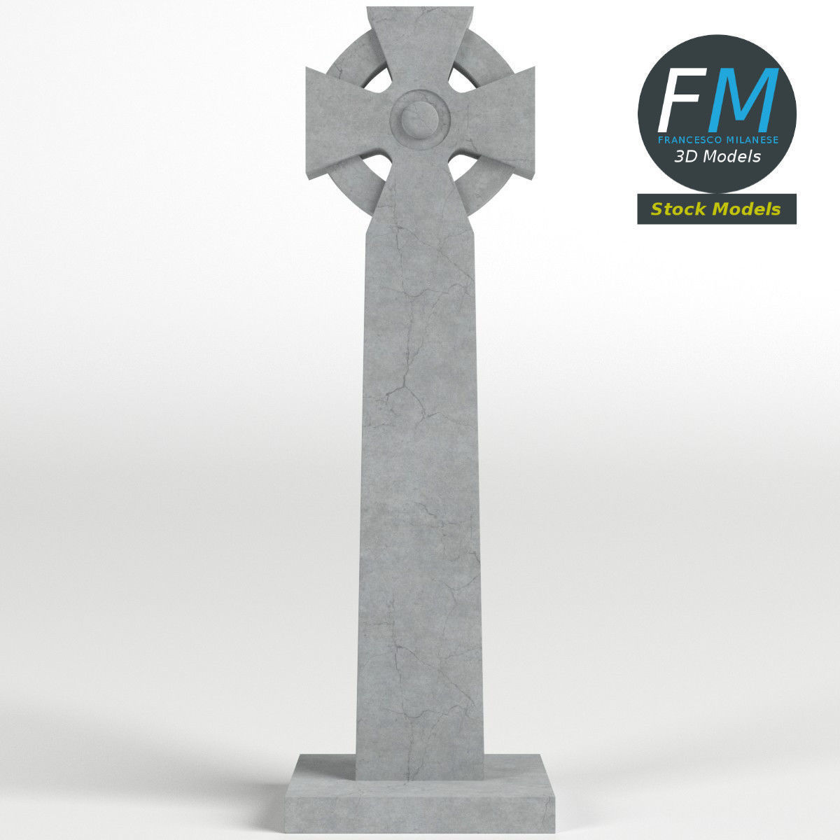 Celtic cross gravestone 3D model_3