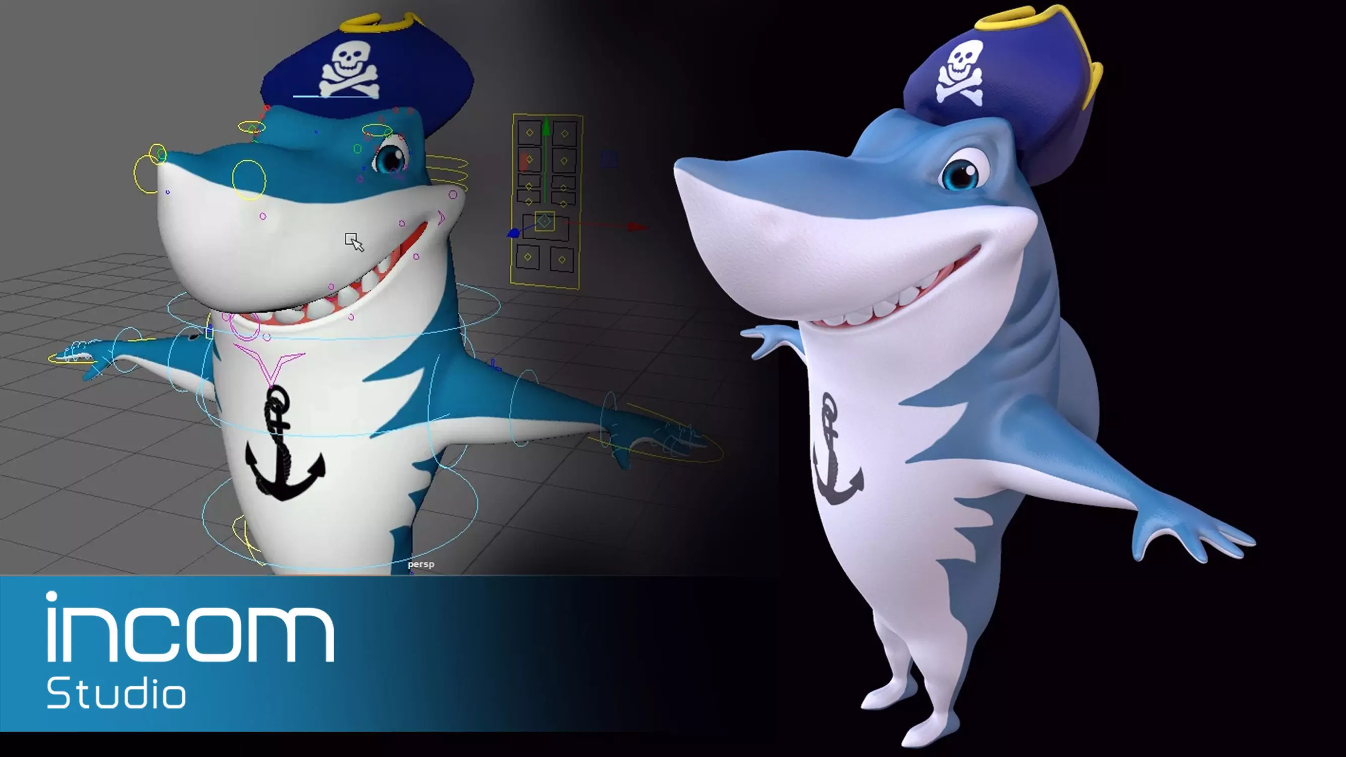Asset - Cartoons - Animal - Shark 02 - Rig 3D model_0