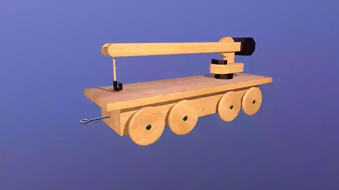 Wooden Toy Train - Crane Wagon Low-poly 3D model