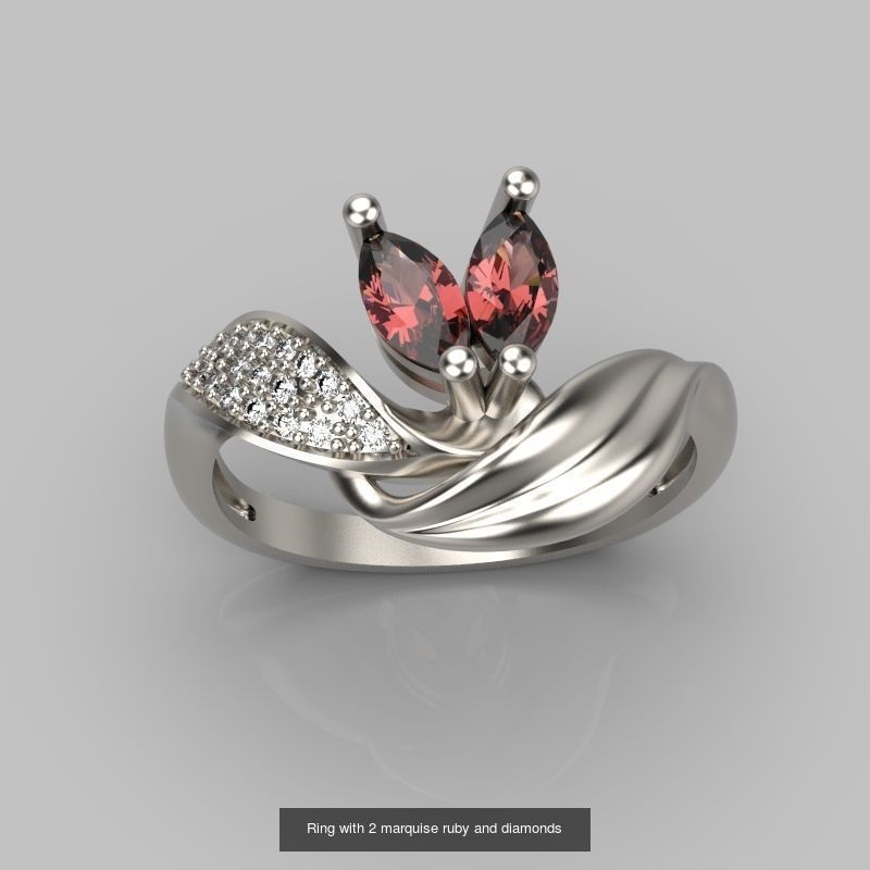 60 Women Rings set 3dm stl 3D print model 3D Model Collection_26