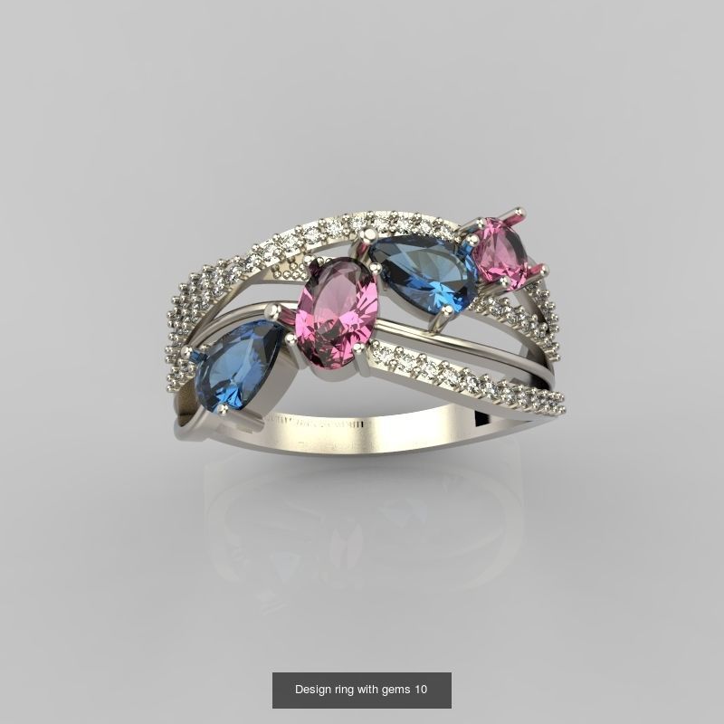 60 Women Rings set 3dm stl 3D print model 3D Model Collection_35