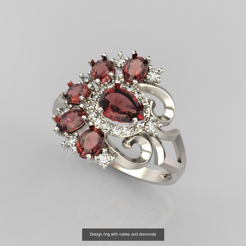 60 Women Rings set 3dm stl 3D print model 3D Model Collection_27