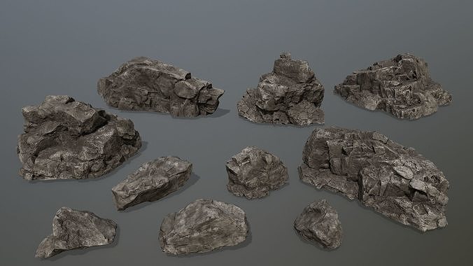 rocks set rock Low-poly 3D model