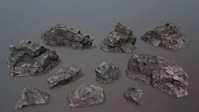 rocks set rock Low-poly 3D model