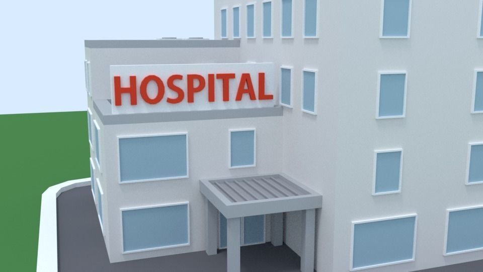 Cartoon Low Poly Hospital Low-poly 3D model_1