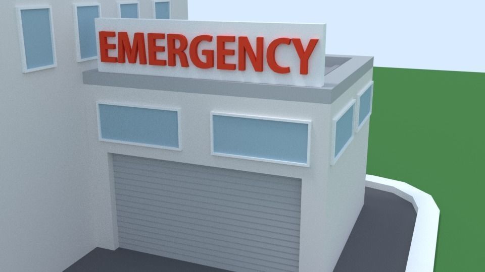 Cartoon Low Poly Hospital Low-poly 3D model_3