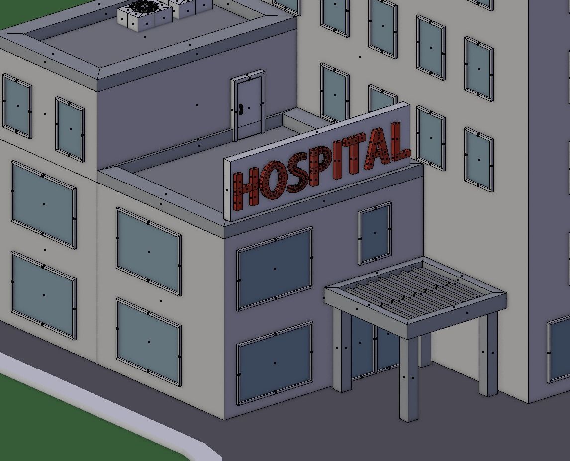 Cartoon Low Poly Hospital Low-poly 3D model_5