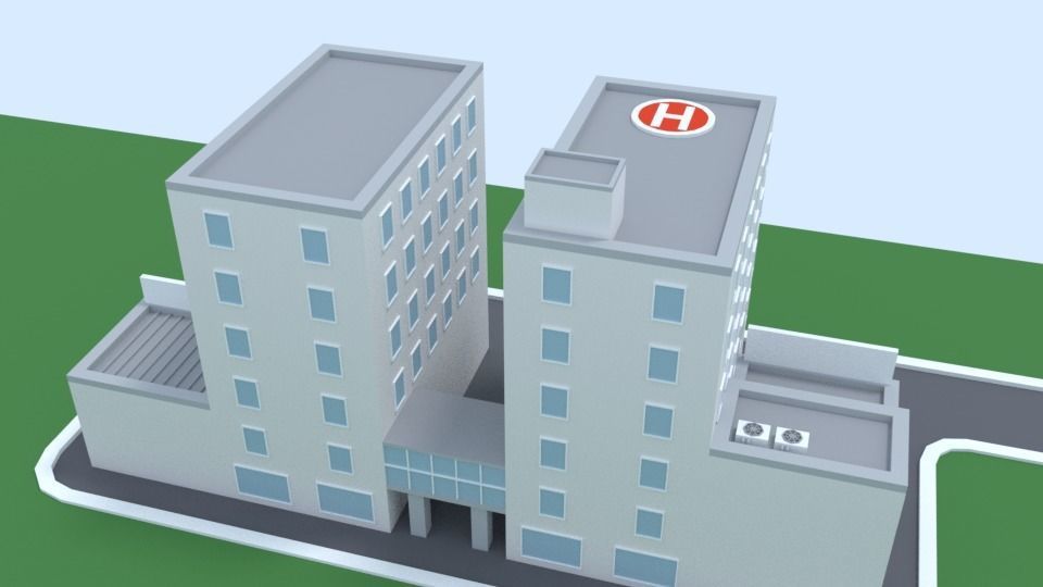 Cartoon Low Poly Hospital Low-poly 3D model_4