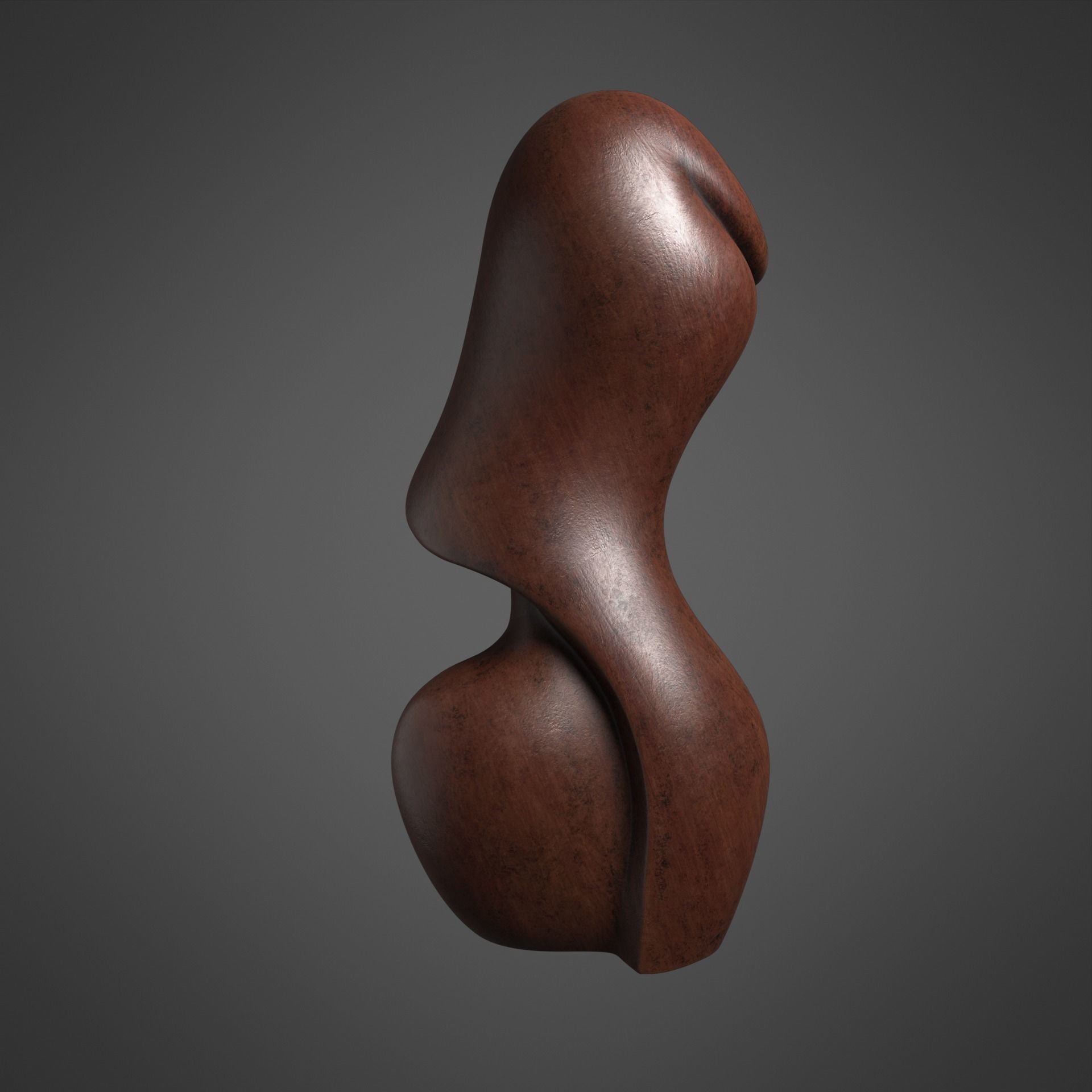 African Wood Statue 3D model_4