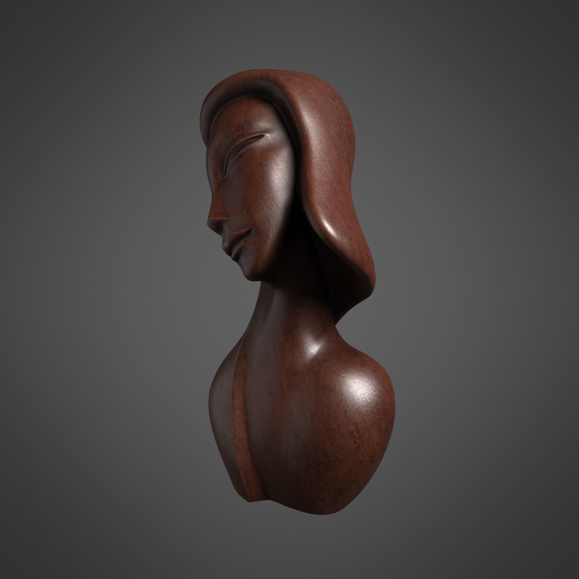 African Wood Statue 3D model_1