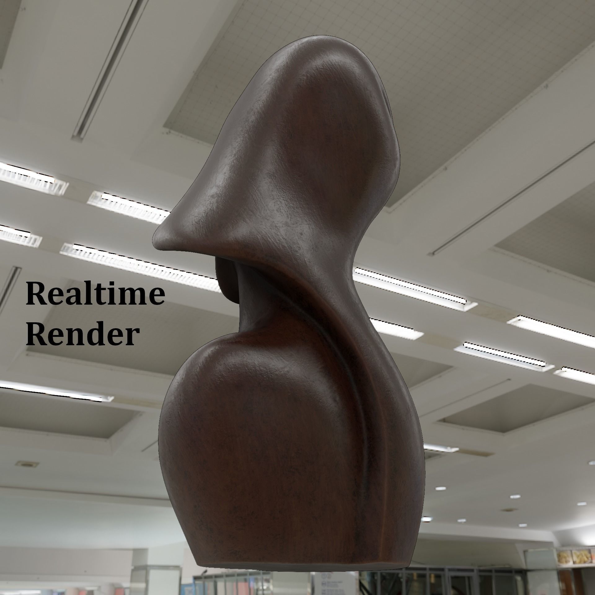 African Wood Statue 3D model_18