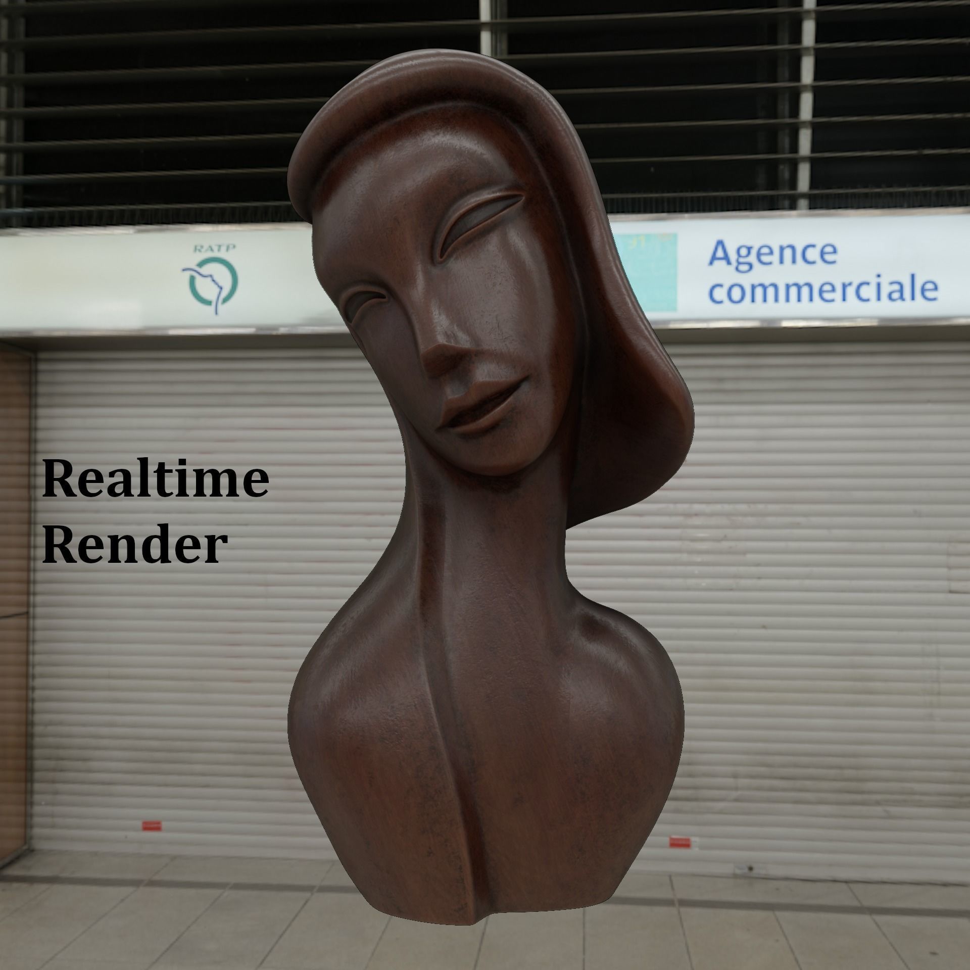 African Wood Statue 3D model_17