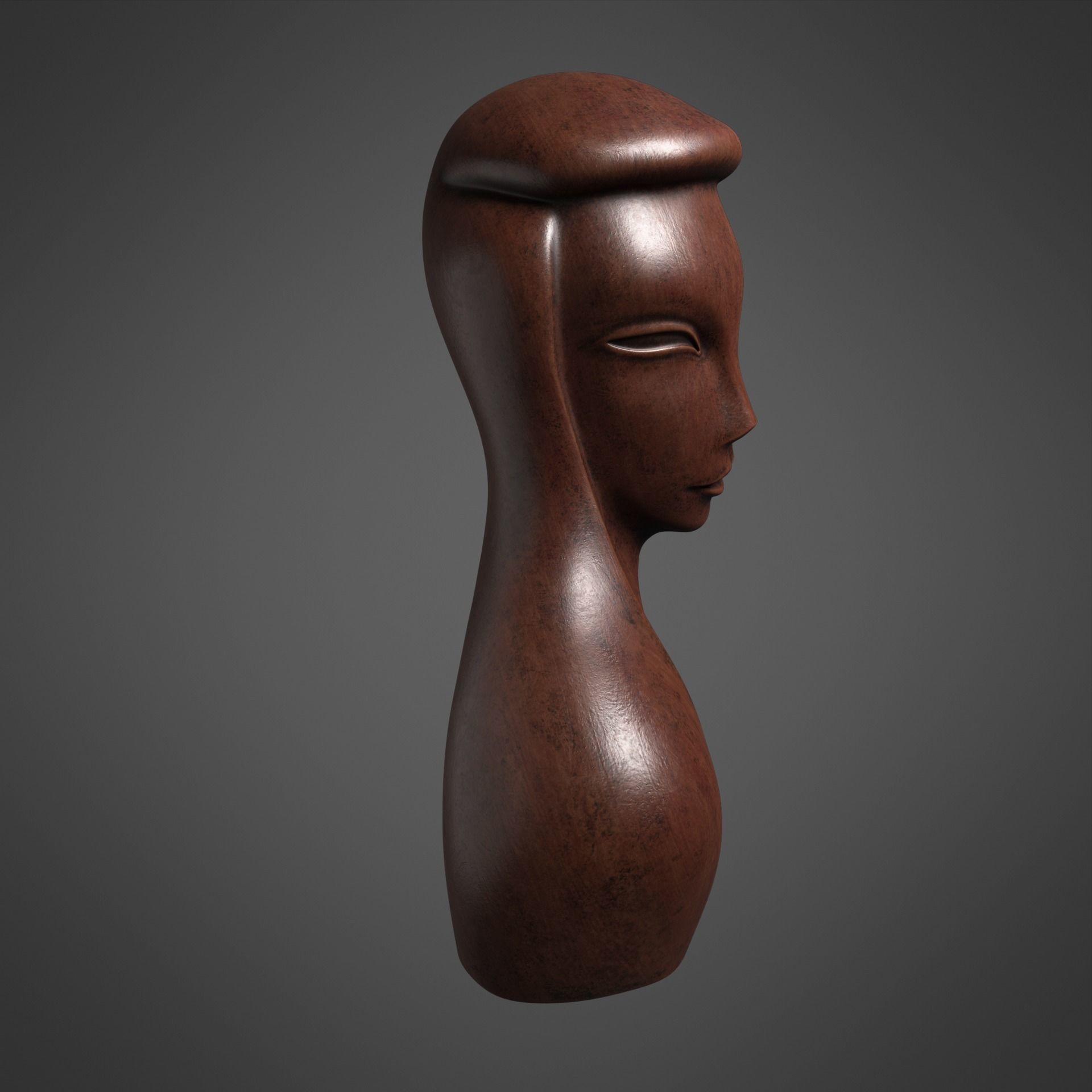 African Wood Statue 3D model_6