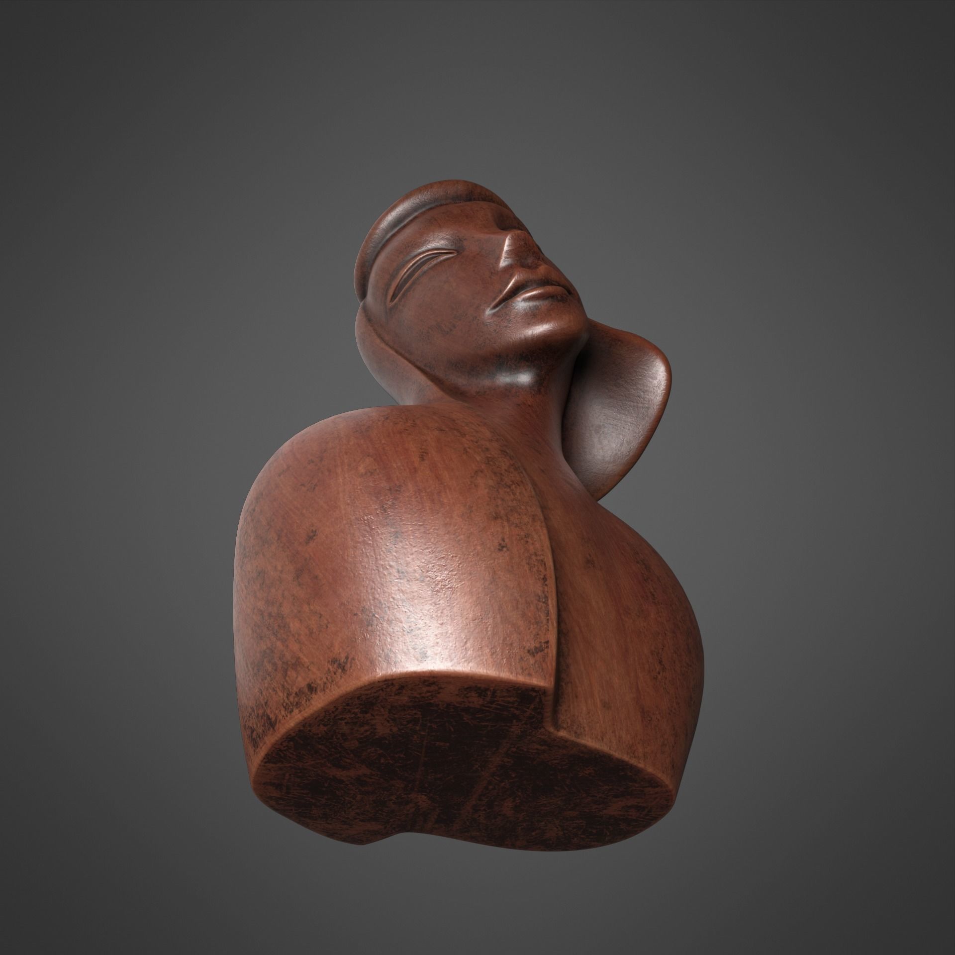 African Wood Statue 3D model_8