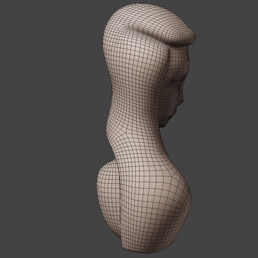 African Wood Statue 3D model_13